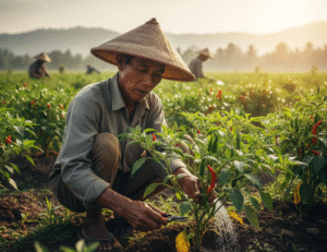 petani merawat cabai